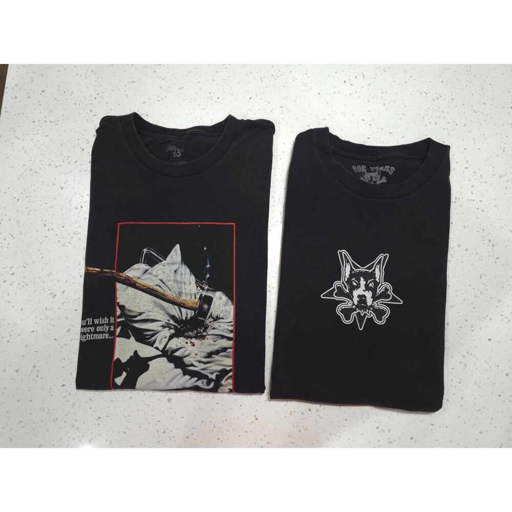 Lot 2 Mens XXL Horror Streetwear Graphic Tees Friday The 13th Dog Years Black